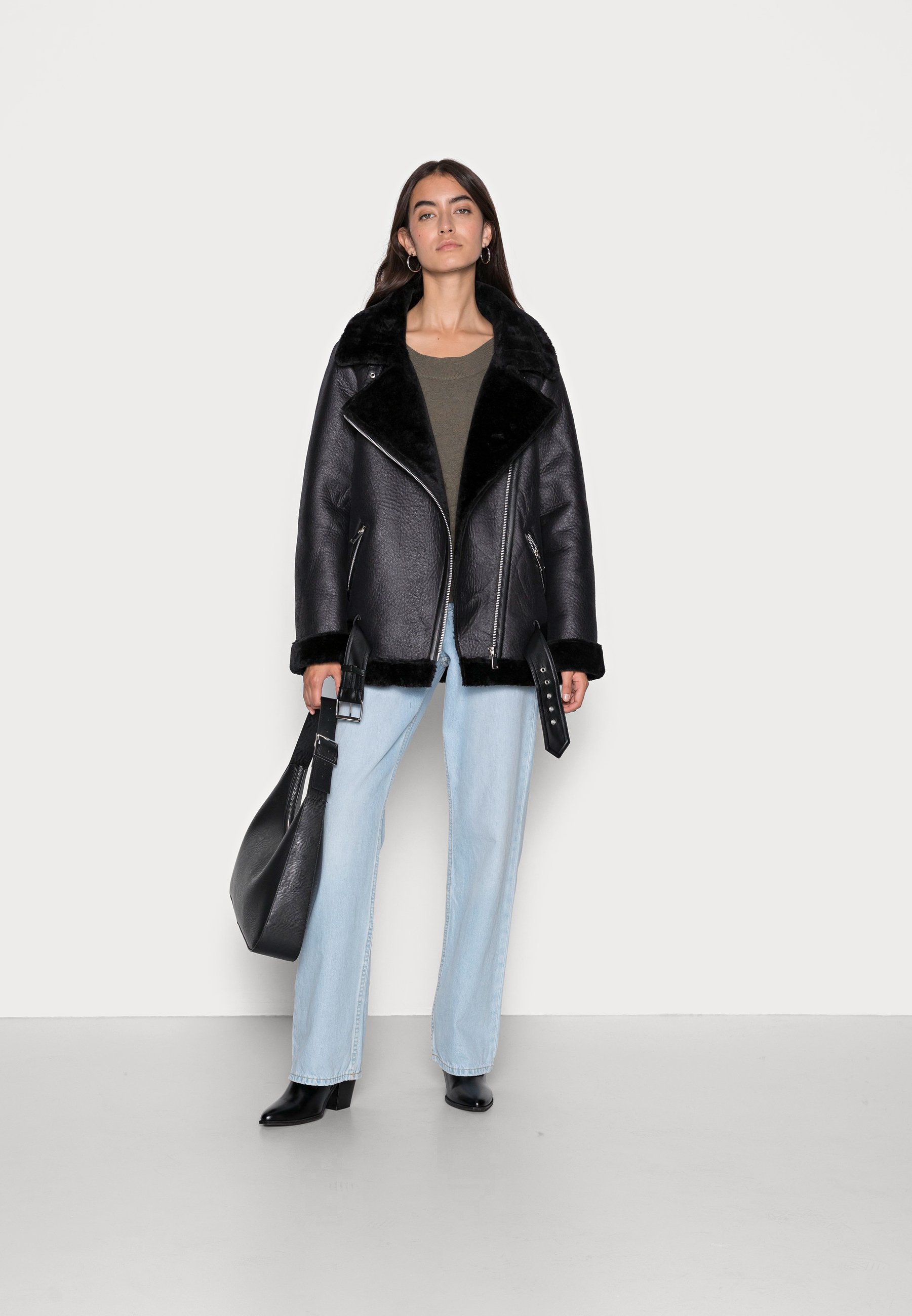 NA-KD BONDED AVIATOR JACKET - Winterjas - black/zwart - Zalando.nl