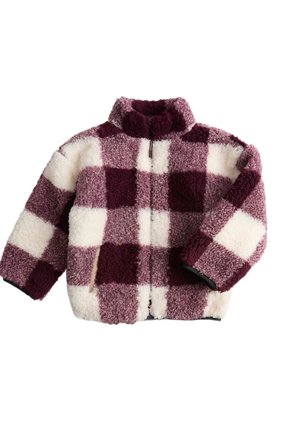 Marks & Spencer, CHECKERED BORG JACKET. UNISEX - Fleecová bunda - burgundy mix