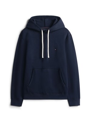 Námornícky modrá mikina s kapucňou vyrobená z bavlnenej zmesi. Má predné klokanie vrecko, kapucňu so sťahovacou šnúrkou a malé logo na hrudi.
