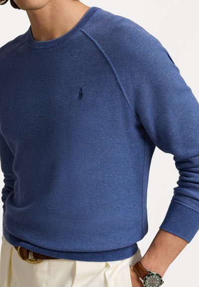 Polo Ralph Lauren TEXTURED COTTON CREWNECK SWEATER - Striktrøje - blue combo