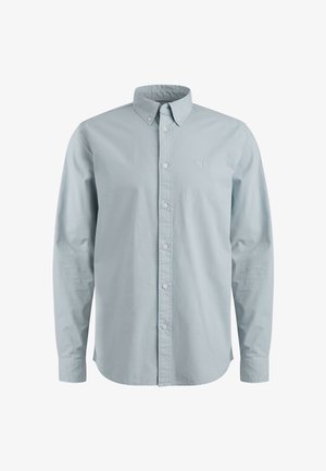 Lichtblauw langslib shirt van katoen met een button-down kraag, een voorkant placket en een klein geborduurd logo op de borst.