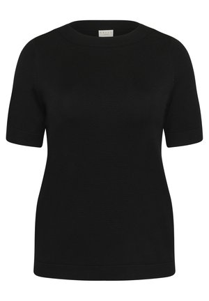 Top nero a maniche corte con scollatura tonda. Realizzato in un tessuto morbido e liscio. Design aderente con dettagli di cucitura sottili.