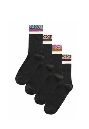 ANKLE 4 PACK REGULAR FIT - Calze - black animal