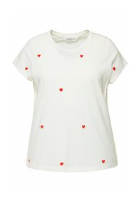 Studio Untold RUNDHALS HERZEN - Triko s potiskem - off white