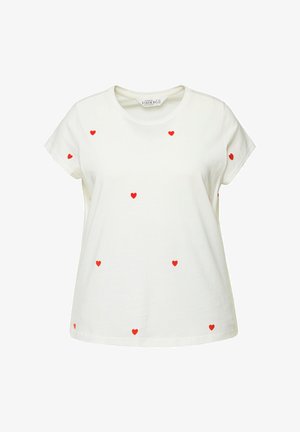 Studio Untold T-SHIRT, RUNDHALS, HERZEN - T-Shirt print - off white
