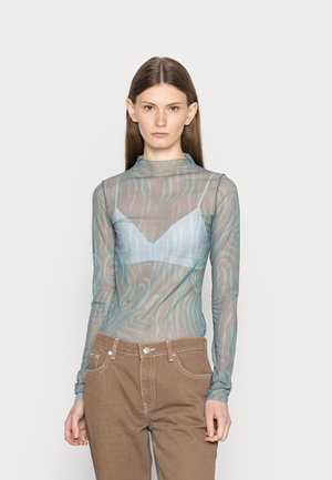 LINE PRINTED LONGSLEEVE - Camisola de manga comprida - turquoise paint