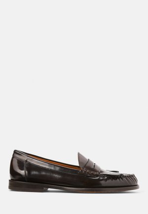 Polo Ralph Lauren ASHTYN FRINGE TRIM CALFSKIN LOAFER - Zapatos sin cordones - ebano/tobacco