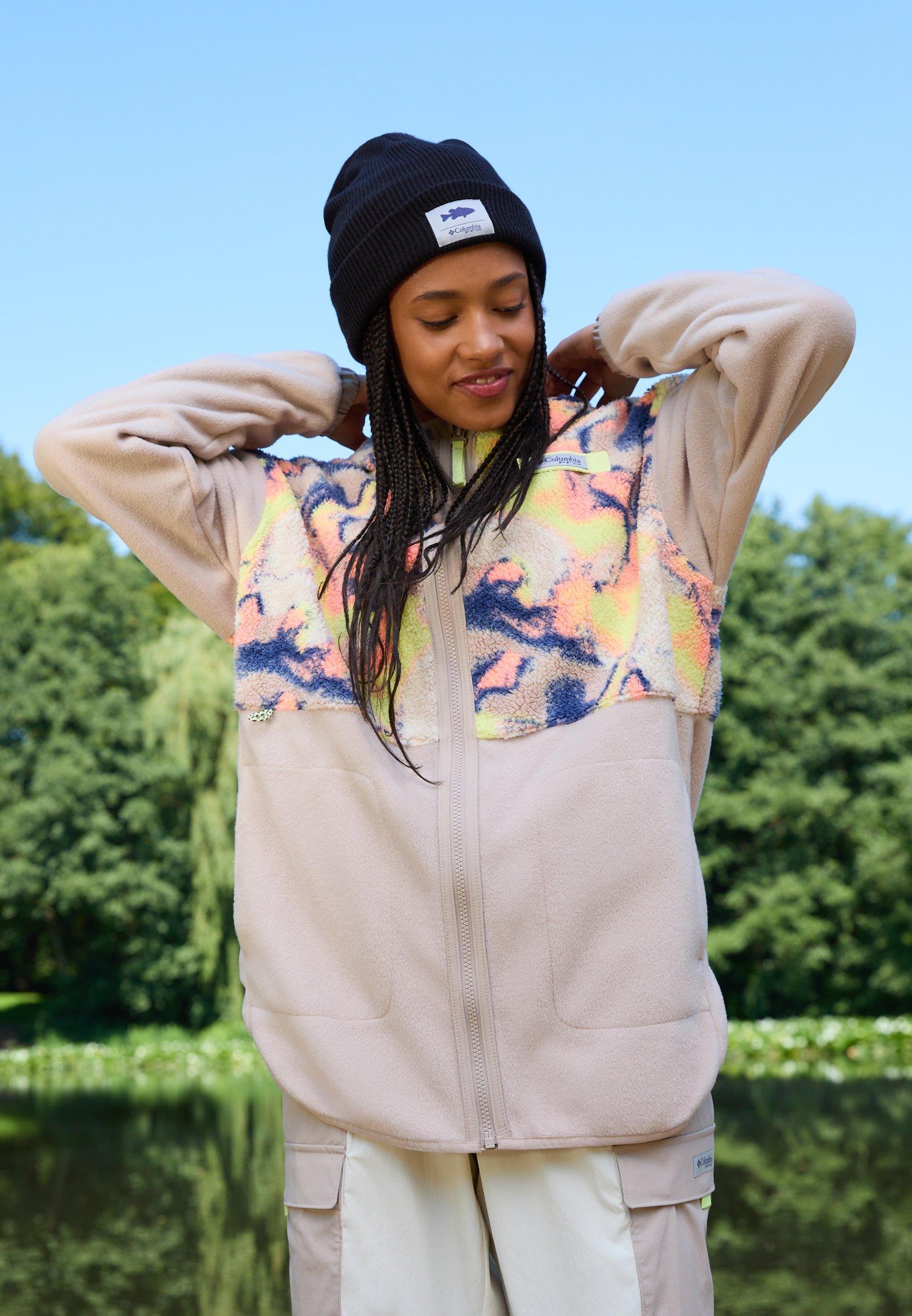 Columbia HELVETIA - Felpa In Pile - Chalk/multicolore