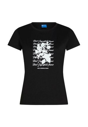 Karl Lagerfeld Jeans, KARL LAGERFELD JEANS T-SHIRT SLIM FIT FLOCKED FLORAL - T-shirt imprimé - black