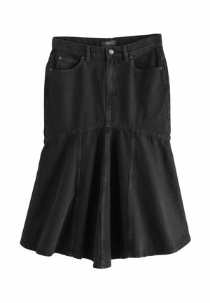Next REGULAR FIT-FISHTAIL MIDI - Denim skirt - black