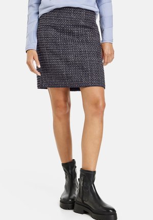 Gerry Weber MIT STRUKTUR - A-line skirt - blau schwarz gemustert