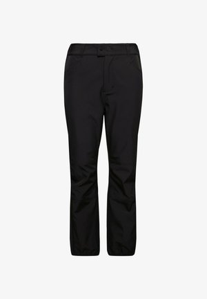 Sorte udendørs bukser lavet af strækstof. Har lynlåslommer og en tætsiddende design med forstærkede sømme for holdbarhed.