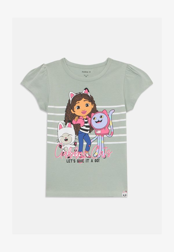 NMFMARIA GABBY - Print T-shirt - aqua gray