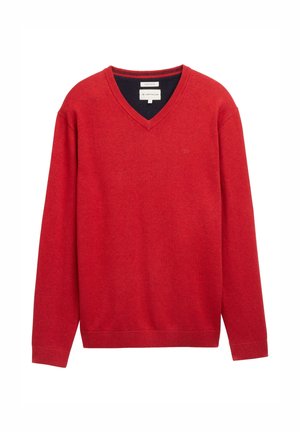 TOM TAILOR, PULLOVER V-NECK - Striktrøje - rot