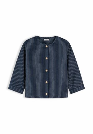 Tommy Hilfiger, TOMMY HILFIGER RELAXED GOLD-TONE BUTTON PINSTRIPE BLOUSE - Blouse - pin stripe navy