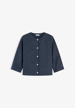 Tommy Hilfiger, TOMMY HILFIGER RELAXED GOLD-TONE BUTTON PINSTRIPE BLOUSE - Bluse - pin stripe navy