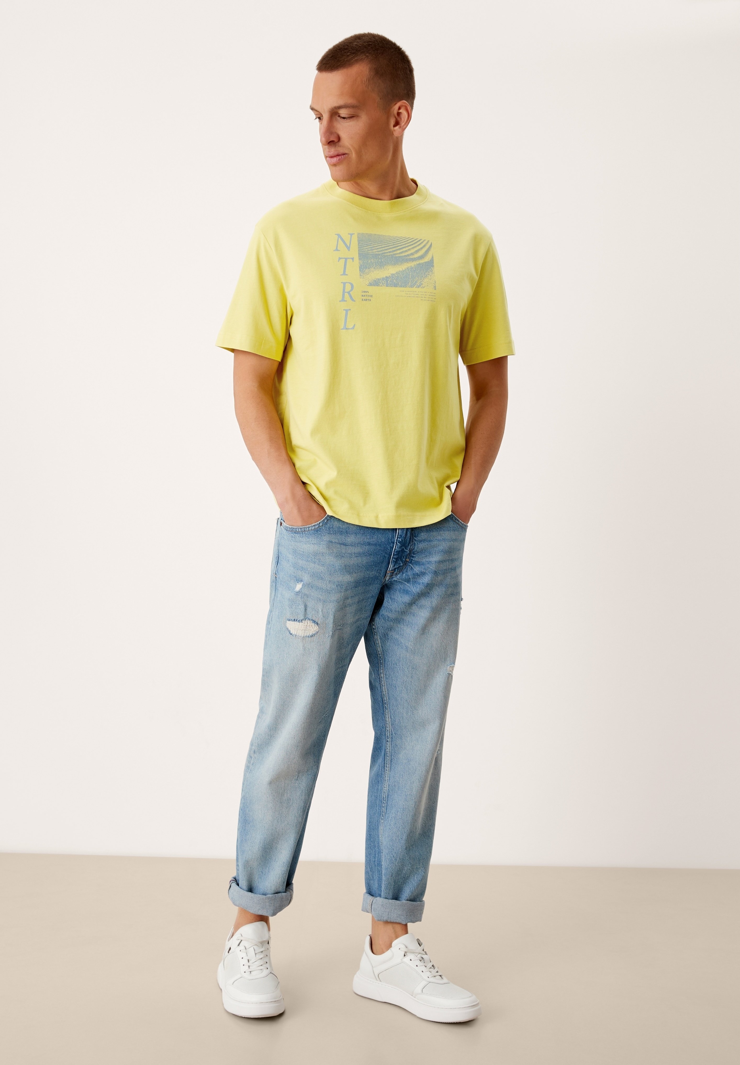s.Oliver T-shirt print - yellow placed prin/abrikoos - Zalando.nl