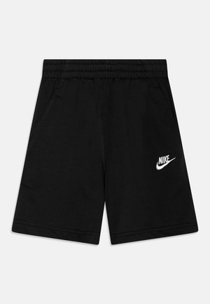 Shorts neri Nike realizzati in tessuto morbido, con vita elastica, tasche laterali e logo ricamato bianco in basso a sinistra sul davanti.