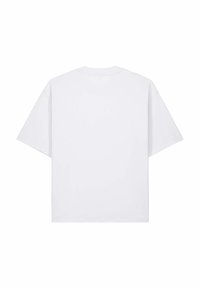 T-shirt blanc uni à manches courtes et col rond, présenté de dos avec une coupe décontractée et ample.