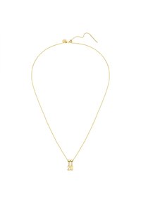 Guldkedja med en enkel design som har ett hänge med siffran "20" och två cirkulära dekorationer.