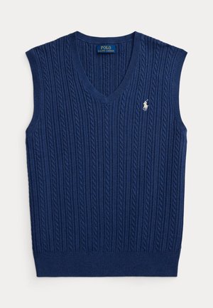 CABLE-KNIT COTTON SWEATER VEST - Vesta - rustic navy heather