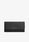 METALLIC LOGO TEXTURED FLAP WALLET - Rahakott - black