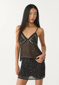 Stradivarius EMBROIDERED STRAPPY - Top - black