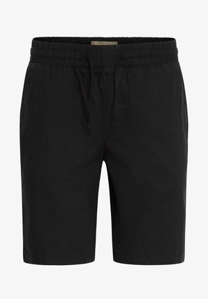Shorts noirs en tissu léger, dotés d'une taille élastique avec cordon de serrage et de poches latérales pour plus de commodité.