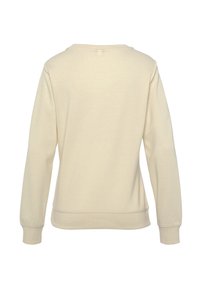 Beige sweatshirt met een ronde halslijn, ribgebreide manchetten en zoom. Gemaakt van zachte, gestructureerde stof, met een ontspannen pasvorm en zonder zichtbare logo's.