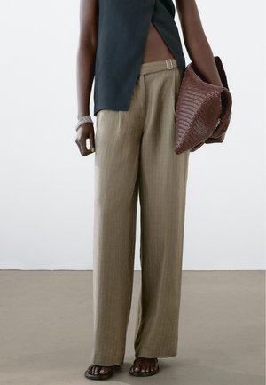 Massimo Dutti STRAIGHT oliwkowy melanż