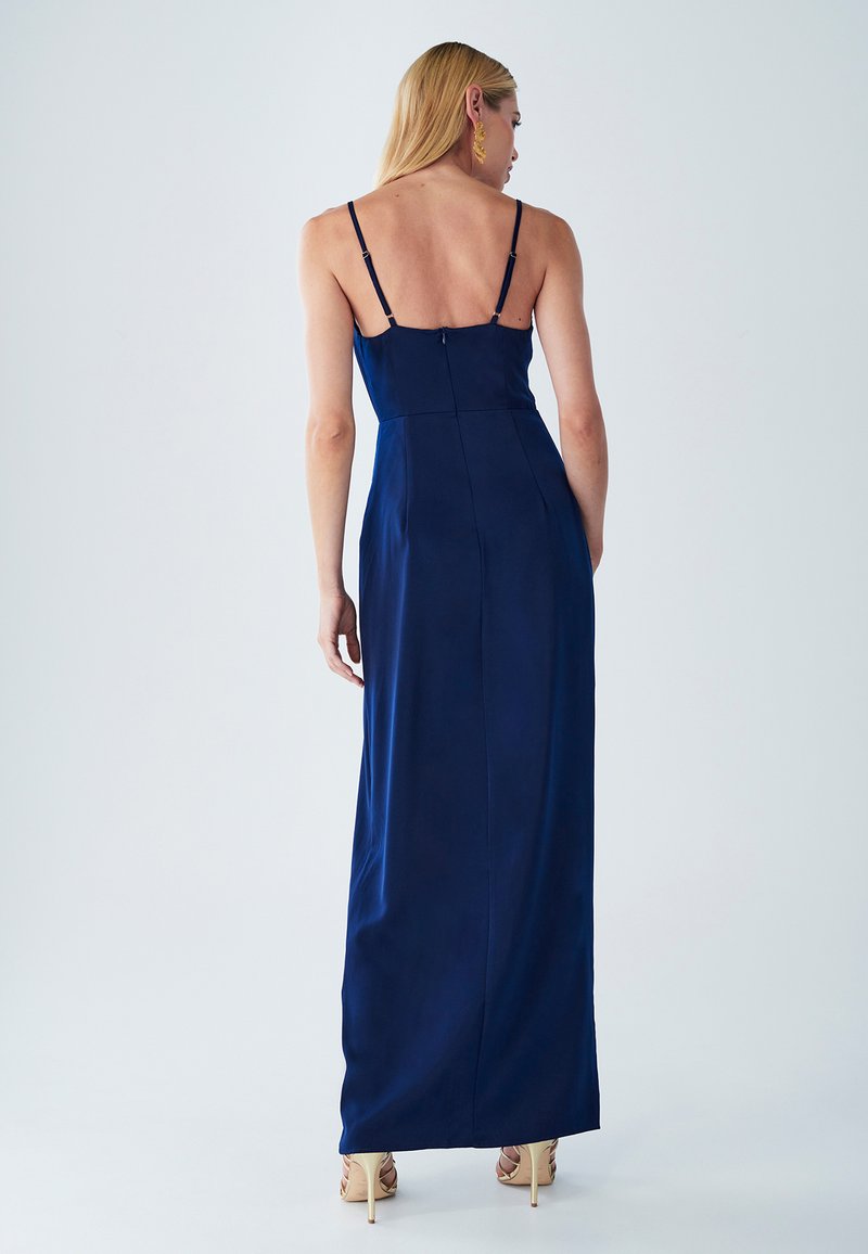 princess polly baby blue dress Simple Dark Blue V-Neck Floor-Length Long Prom Dresses, Blue Evening D –  abcprom main image 0