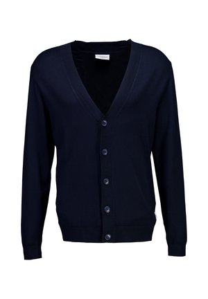 V-NECK BUTTON - Cardigan - navy