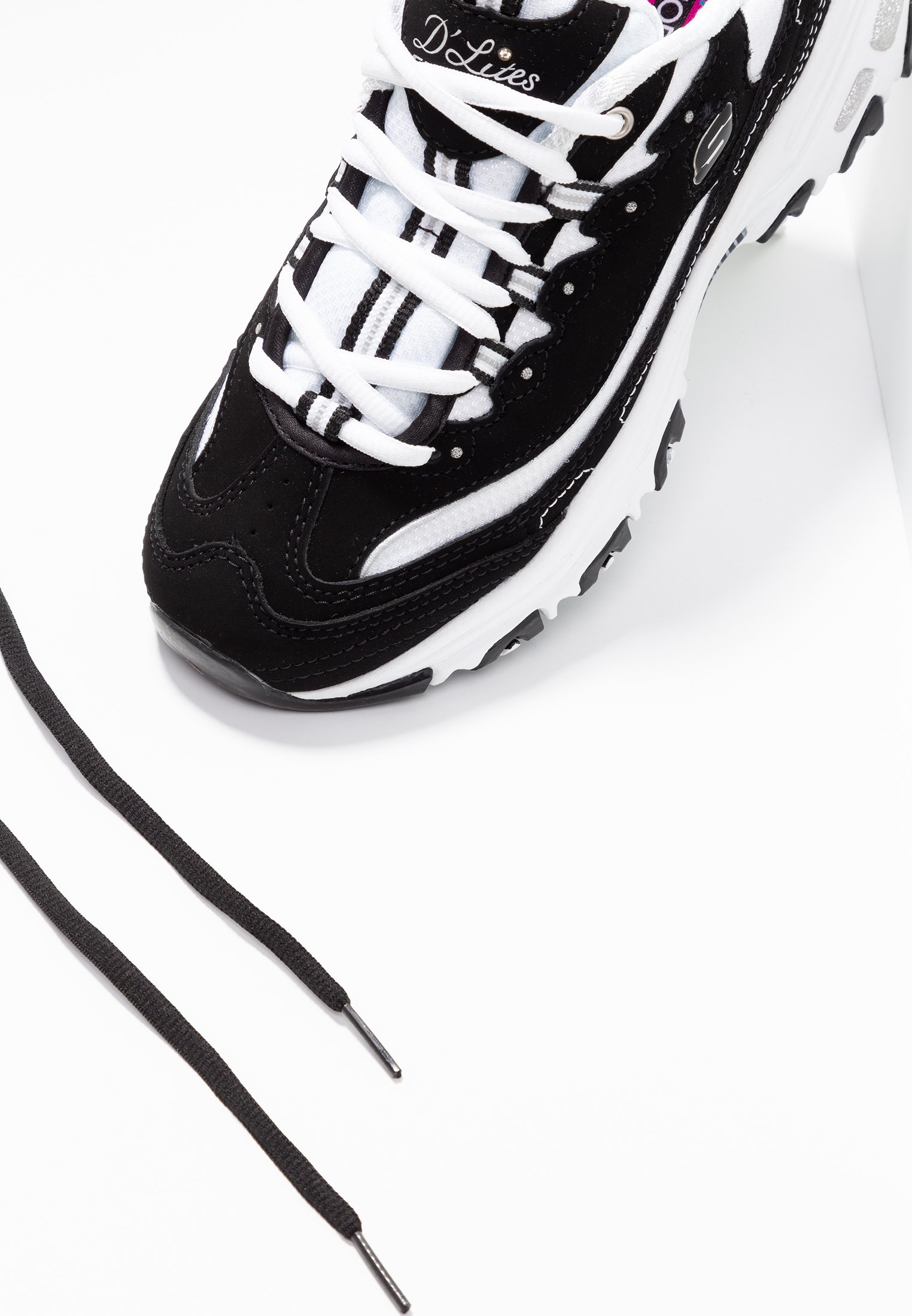 Skechers Sport D'LITES Joggesko blackwhitesilversvart Skechers Sport D'LITES Joggesko blackwhitesilversvart
