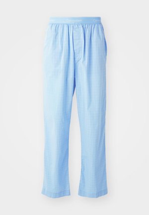 Helle blaue Schlafanzughosen im karierten Muster, mit einem elastischen Bund und dem Logo "Calvin Klein", aus einem weichen Stoff gefertigt.