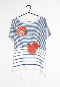 comma T-shirt med print - white/blue