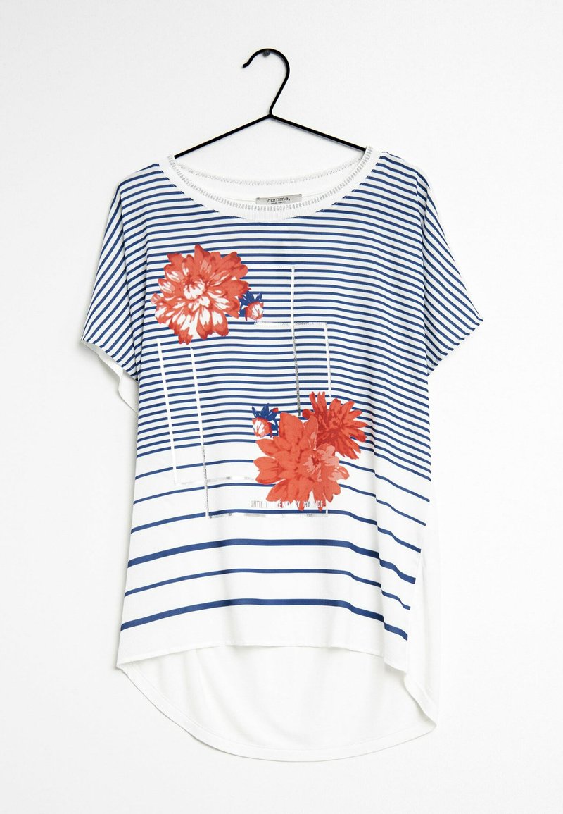 comma T-shirt med print - white/blue