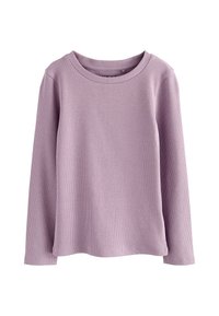 Helllila Langarmshirt aus geripptem Stoff, mit Rundhalsausschnitt und entspannter Passform sowie geraden Säumen.