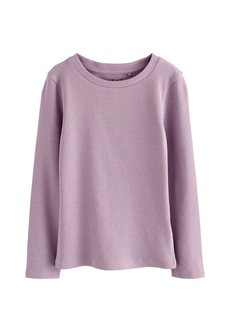 Helllila Langarmshirt aus geripptem Stoff, mit Rundhalsausschnitt und entspannter Passform sowie geraden Säumen.