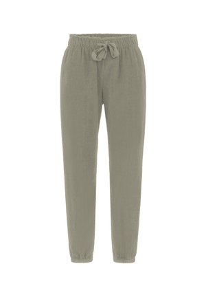 Deha, VELVET TROUSERS WITH DRAWSTRING WAIST - TROUSERS - Bukser - grey