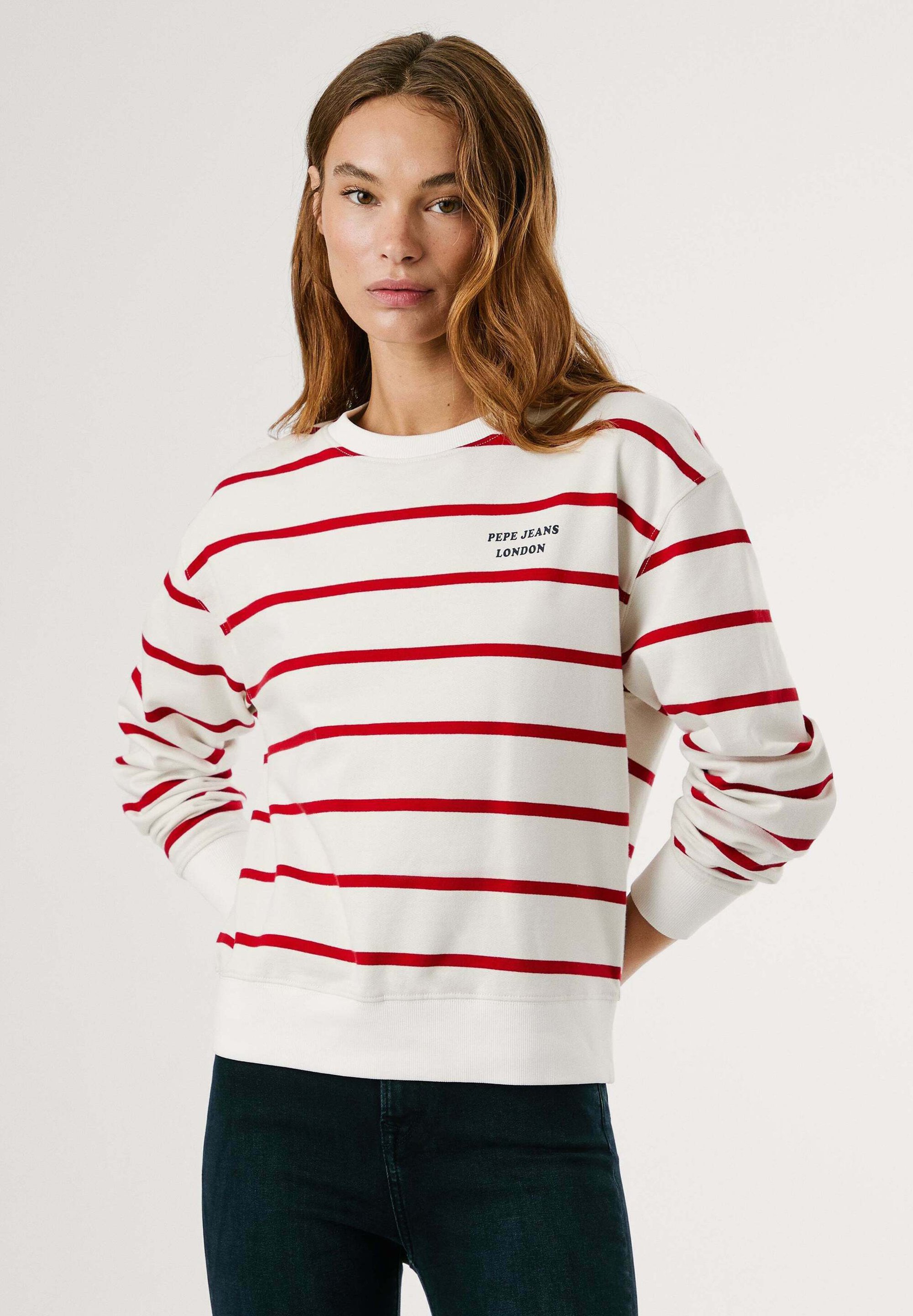 Sweat à capuche droit brodé en coton mélangé Beige Pepe jeans - Homme | Place des Tendances