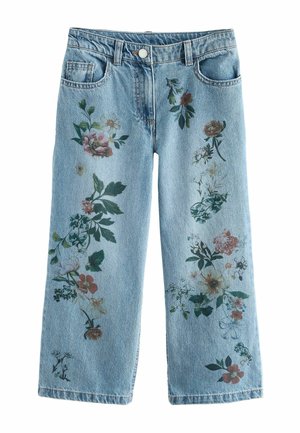 Straight leg jeans - mid blue denim floral print