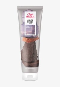 Färgdeponerande mask i en tub med transparent design. Etiketten visar "Wella Professionals" och "lilac frost." Stenar är illustrerade på förpackningen.