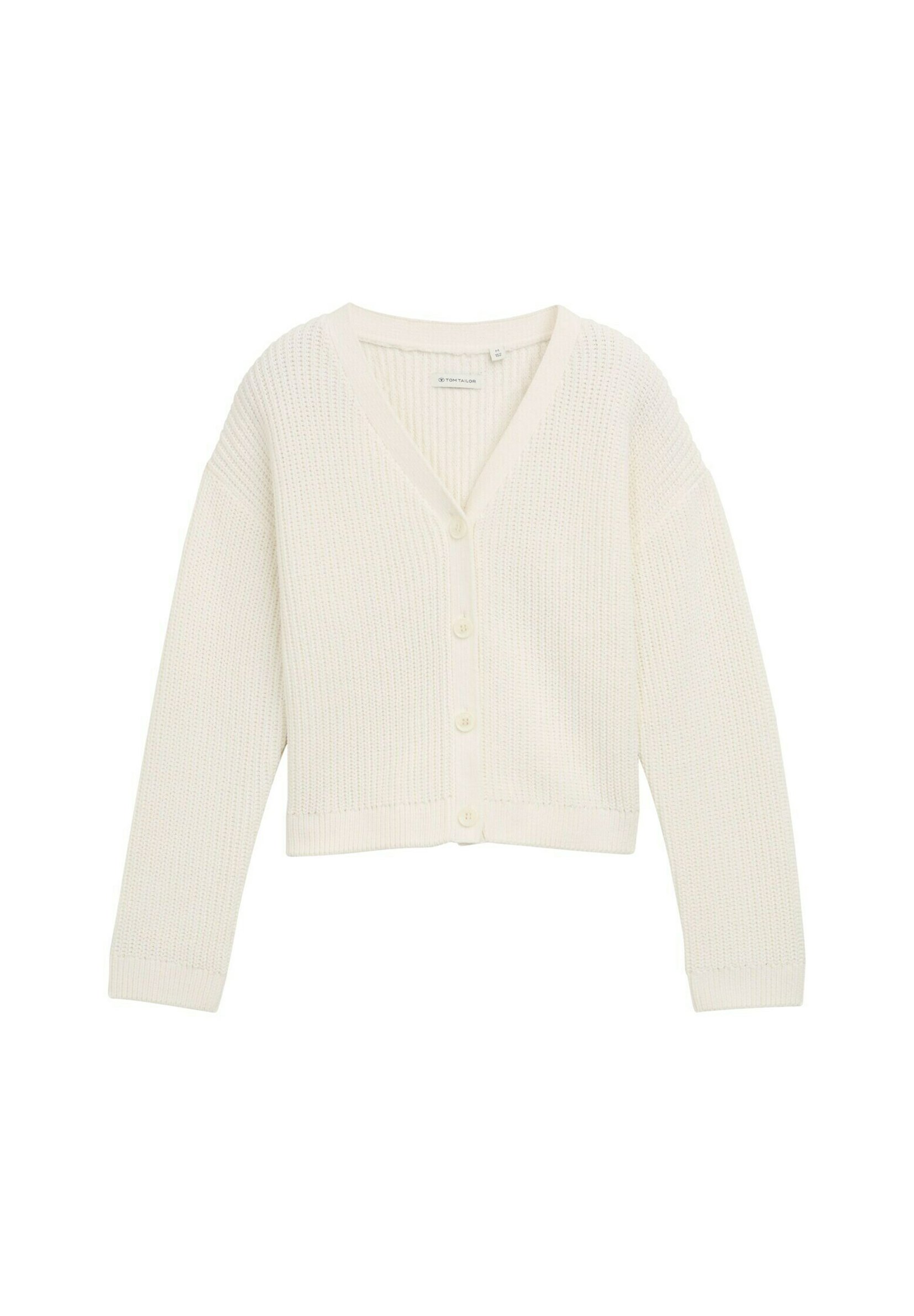 TOM TAILOR CROPPED MIT V-AUSSCHNITT Strickjacke wool white