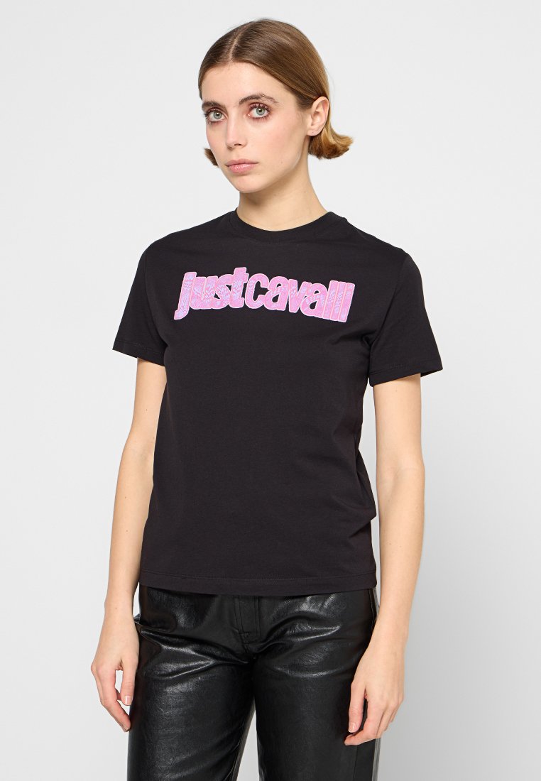 Just Cavalli T-shirt print zwart