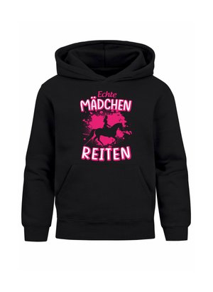 PFERDE AUFDRUCLK SPRUCH LUSTIG ECHTE REITEN - Hoodie - schwarz
