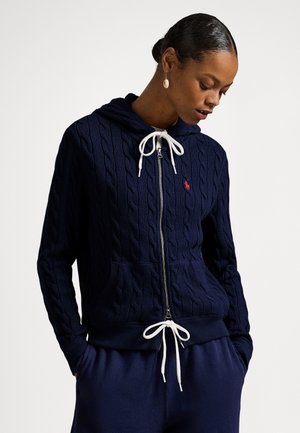 CABLE KNIT COTTON FULL ZIP HOODIE - Casaco de malha - newport navy