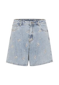 KABABETH - Džinsiniai šortai - blue denim feather flower emb