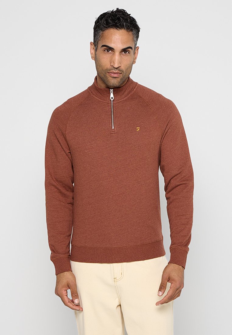 Farah Sweater met rits cognac