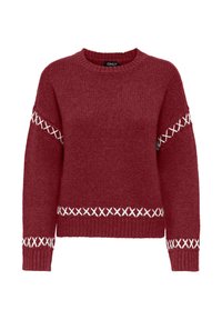ONLAMANDA LIFE O-NECK DETAIL - Camisola - cabernet detail cloud dancer
