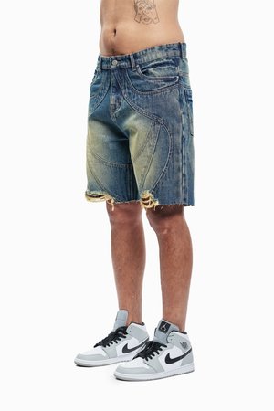 CUTLINE UNISEX - Lühikesed teksad - sand wash blue